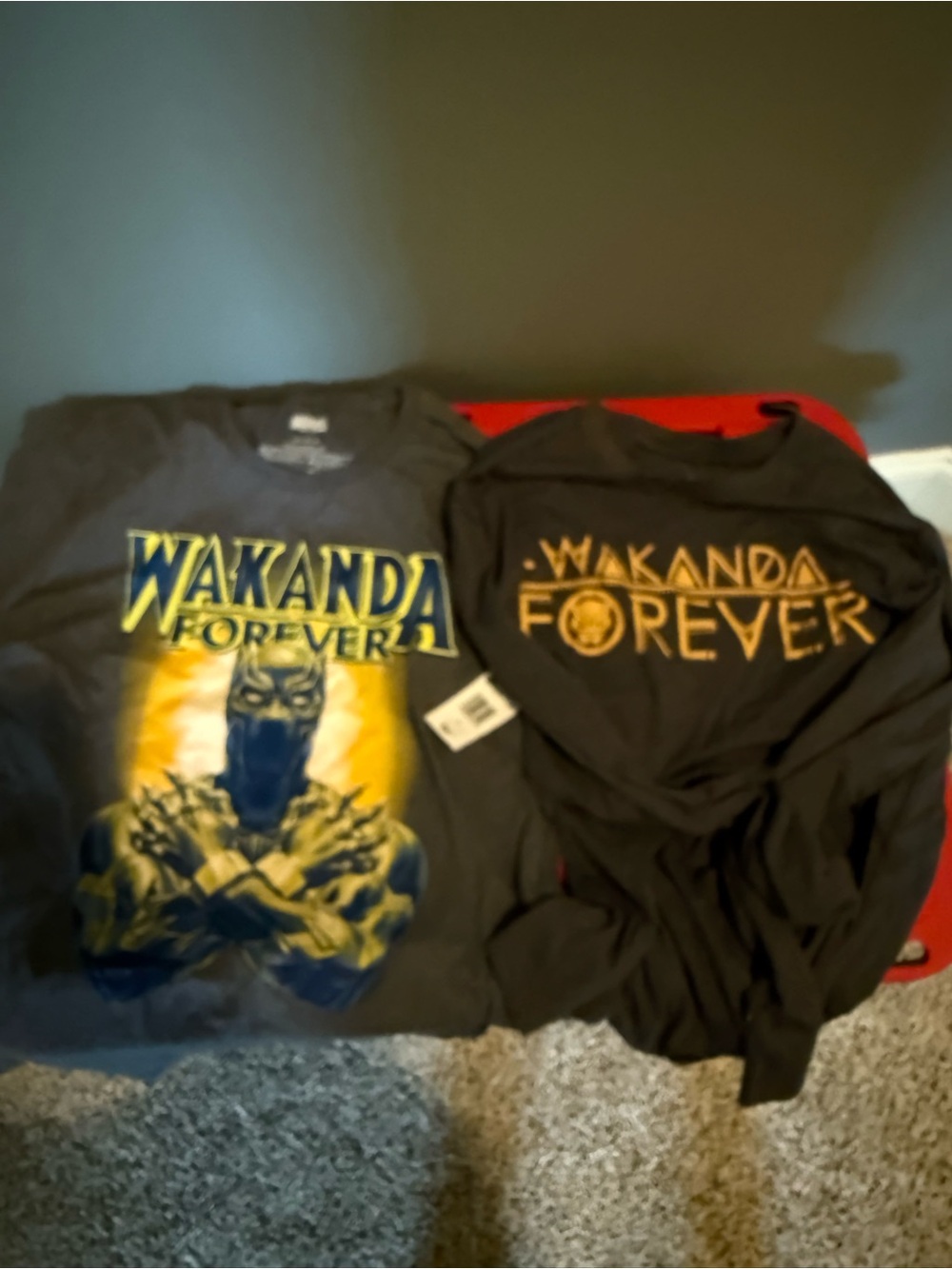 2 Marvel Wakanda Forever Shirts One Short Sleeve One Long Sleeve Both Size Large